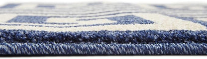 Unique Loom Athens Collection Classic Geometric Modern Border Design Area Rug (2' 7 x 10' 0 Runner, Navy Blue/ Beige)