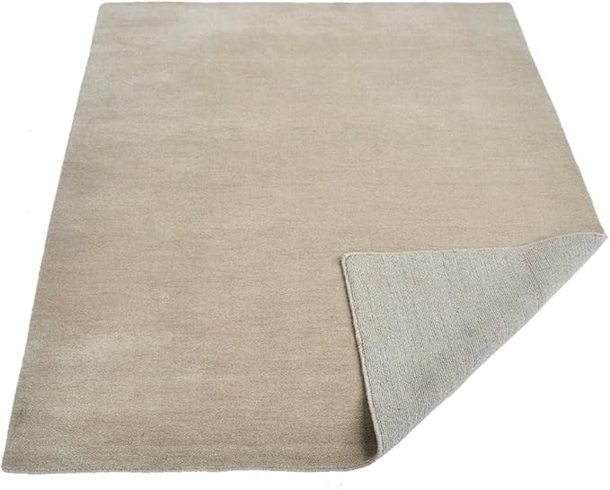 Rugsotic Carpets Hand Knotted Gabbeh Wool 6'x9' Area Rug Solid Beige L00111
