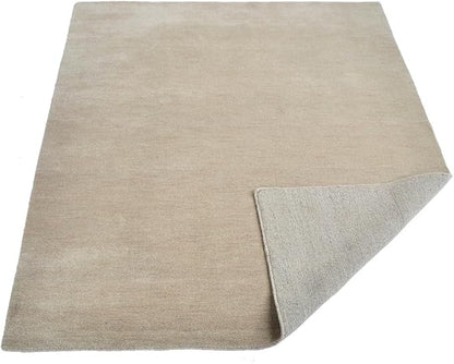 Hand Knotted Loom Wool ECO-Friendly Area Rugs - 5'x8', Rectangle, Beige Color, Solid Plain Design, High Pile Handmade Anti Skid Area Rugs for Living Room, Bed Room (L00111)