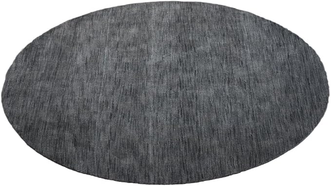 Hand Knotted Loom Wool ECO-Friendly Area Rugs - 6'x6', Round, Charcoal Color, Solid Plain Design, High Pile Thick Handmade Anti Skid Area Rugs for Living Room, Bed Room (L00111)