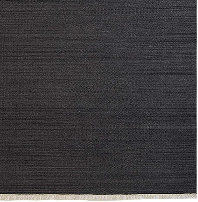 Rugsotic Carpets Hand Woven Flat Weave Kilim Wool 2'6''x6' Runner Area Rug Solid Charcoal D00111
