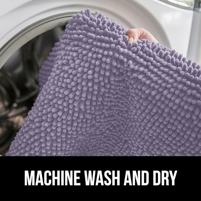 GORILLA GRIP Bath Rug Mat 60x24 Thick Soft Absorbent Chenille, Quick Dry Microfiber Mats, Rubber Backing Washable Shower Floor Rugs, Bathmat Runner Bathroom Home Decor Accessories Light Purple