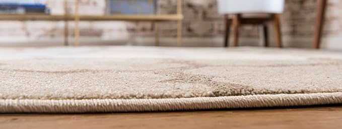 Rugs.com Lattice Collection Rug – 8 Ft Round Beige Medium Rug Perfect for Kitchens, Dining Rooms