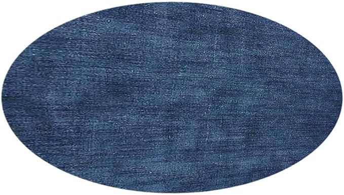 Hand Knotted Loom Wool ECO-Friendly Area Rugs - 8'x8', Round, Blue Color, Solid Plain Design, High Pile Thick Handmade Anti Skid Area Rugs for Living Room, Bed Room (L00111)