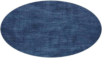 Hand Knotted Loom Wool ECO-Friendly Area Rugs - 8'x8', Round, Blue Color, Solid Plain Design, High Pile Thick Handmade Anti Skid Area Rugs for Living Room, Bed Room (L00111)