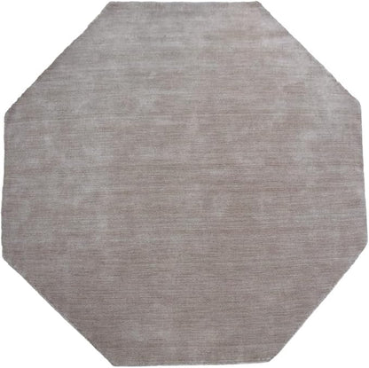 Hand Knotted Loom Wool ECO-Friendly Area Rugs - 6'x6', Octagon, Beige Color, Solid Plain Design, High Pile Thick Handmade Anti Skid Area Rugs for Living Room, Bed Room (L00111)
