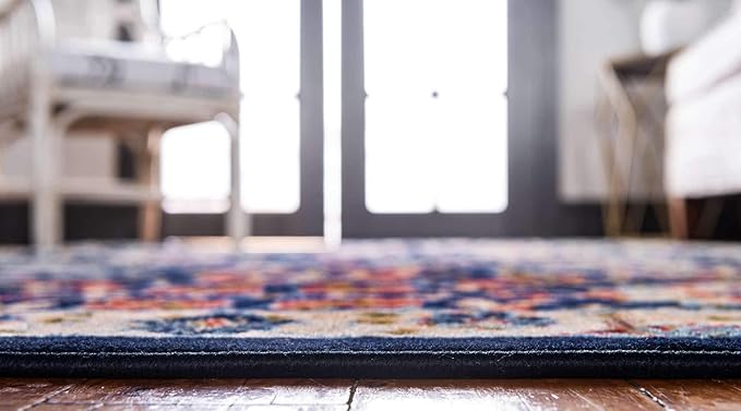 Unique Loom Espahan Collection Area Rug - Cape Cod (7' 1" x 10' Rectangle, Navy Blue/ Black)