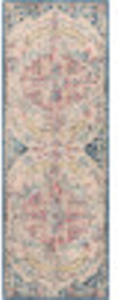 Livabliss Area Rugs - 3x7 Odelia Vintage Boho Aqua Burgandy Blue Runner Area Rug for Living Room Bedroom - Floral Medallion Stain Resistant Carpet for Kitchen, Nursery, Office (2'7" x 7'3", Runner)