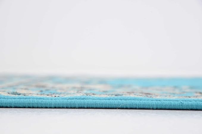 Unique Loom Reza Collection Traditional Persian Style Area Rug, 3 ft x 16 ft 5 in, Turquoise/Ivory