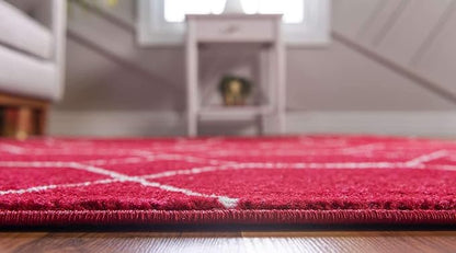 Unique Loom Trellis Frieze Collection Area Rug - Geometric (2' x 8' 8" Runner, Red/ Ivory)