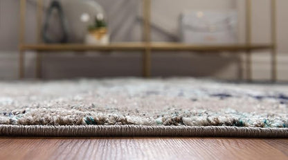 Unique Loom Trellis Frieze Collection Area Rug - Geometric (4' x 6' Oval, Blue Multi/ Ivory)