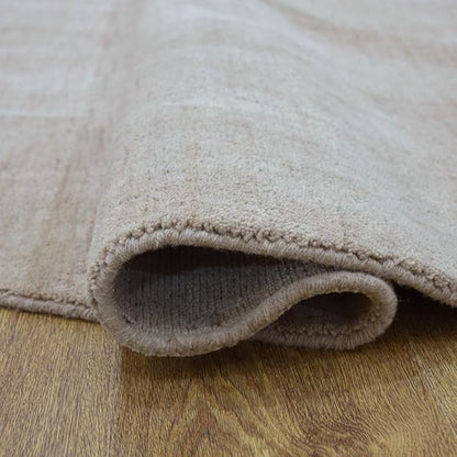 Hand Knotted Loom Wool ECO-Friendly Area Rugs - 6'x6', Round, Beige Color, Solid Plain Design, High Pile Thick Handmade Anti Skid Area Rugs for Living Room, Bed Room (L00111)