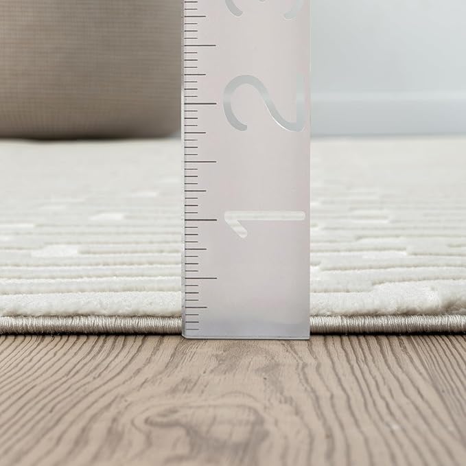 Abani Cream Area Rug for Living Room, Bedroom -Geometric Pattern - 6 x 9 -Durable & Easy to Clean