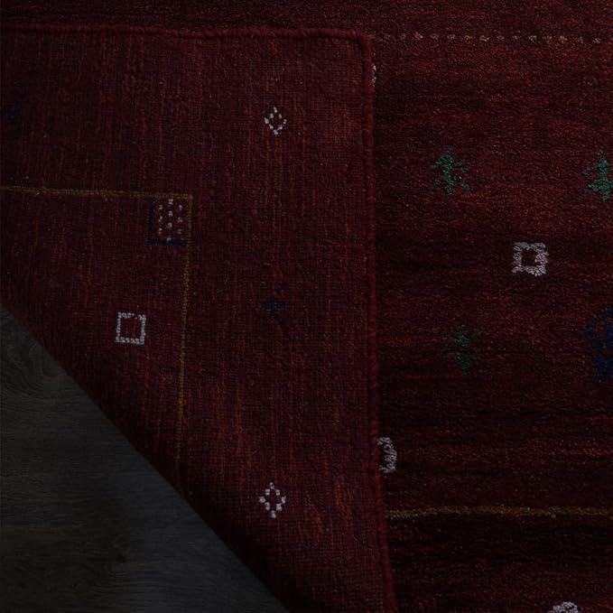 Rugsotic Carpets Hand Knotted Gabbeh Wool 6'x9' Area Rug Solid Blue L00111