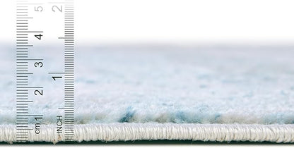 Rugs.com Leipzig Collection Rug – 5x8 Oval Blue Low-Pile Rug Perfect for Living Rooms, Large Dining Rooms, Open Floorplans