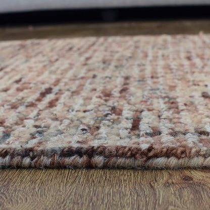 Hand Tufted Wool ECO-Friendly Area Rugs - 2'6''x11', Runner Shape, Beige & Brown, Solid Plain Design, High Pile Thick Handmade Area Rugs for Living Room, Bed Room (KWC111)