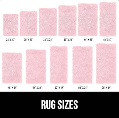 GORILLA GRIP Bath Rug Mat 36x24, Soft Absorbent Chenille, Quick Dry Microfiber Mats, Rubber Backing Washable Shower Floor Rugs, Bathmat Runner, US Designed Bathroom Home Decor Accessories Light Pink