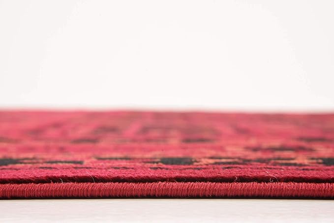 Unique Loom Tekke Collection Area Rug - Sheibani (6' 1" x 9' Rectangle, Red/ Black)