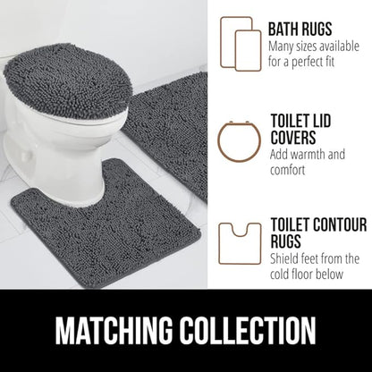 GORILLA GRIP Bath Rug Mat 30x20, Thick Soft Absorbent Chenille, Quick Dry Microfiber Mats, Rubber Backing Washable Shower Floor Rugs, US Designed Bathroom Bathmat Home Decor Accessories, Charcoal