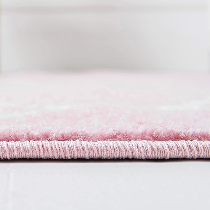 Rugs.com Lattice Frieze Collection Rug – 8' x 11' Light Pink Medium Rug Perfect for Living Rooms, Large Dining Rooms, Open Floorplans