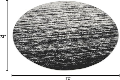 SAFAVIEH Adirondack Collection Area Rug - 6' Round, Silver & Black, Modern Ombre Design, Non Shedding & Easy to Clean, Ideal for Living Room, Bedroom, Office, Dining Space (ADR113A)
