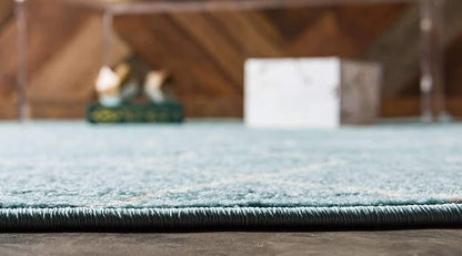 Unique Loom Trellis Frieze Collection Area Rug - Geometric (4' 1" x 6' 1", Light Blue/ Ivory)