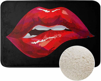 Red Lips Bath Mats for Bathroom Sexy Biting Red Hot Lips Kiss Floor Bath Rugs Machine Washable Bathmat Carpet Rug Room Decor for Shower Floor 20 X 31 Inch Mat