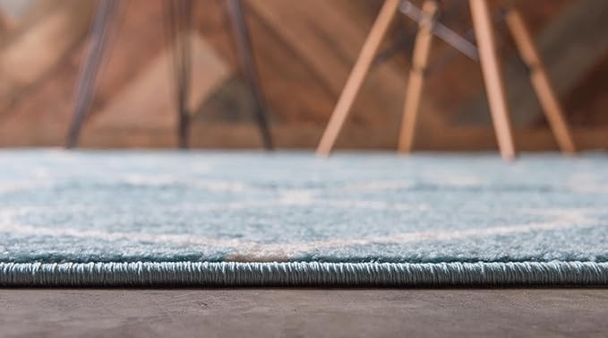 Rugs.com Lattice Frieze Collection Rug – 2' x 6' Runner Light Blue Medium Rug Perfect for Living Rooms, Large Dining Rooms, Open Floorplans