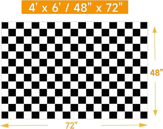 Checkered Rug 4x6 Rugs for Living Room Modern Minimalist Washable Black and White Checkered Non-Slip Large Rug for Office Playroom (Black and White, 4x6ft)