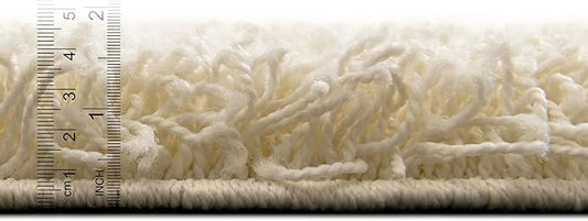 Unique Loom Solid Shag Collection Area Rug (6' 1" Round, Pure Ivory)