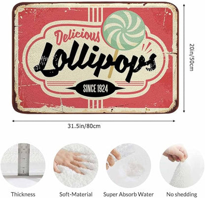 Candy Store Sign Bathroom Mat Rugs Microfiber Faux Cashmere Thick Plush Bath Mat Non-Slip Water Absorbent Bath Carpet for Bathtub Bathroom Floor Tub 20 x 30 Inch