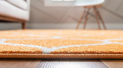 Rugs.com Lattice Frieze Collection Rug – 2' x 6' Runner Orange Medium Rug Perfect for Living Rooms, Large Dining Rooms, Open Floorplans