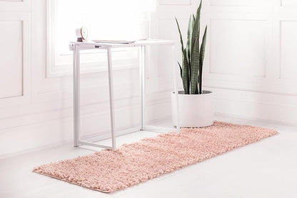 Unique Loom Davos Shag Collection Area Rug - Solid (2' 7" x 20' Runner, Dusty Rose)