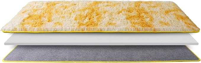 Fluffy Area Rugs for Living Room, Soft Shaggy Carpets for Living Room, Upgrade Anti-Slip Fuzzy Rugs for Kids' Room, Perfect Decor for Modern Home Tie Dye Yellow 2x6Feet