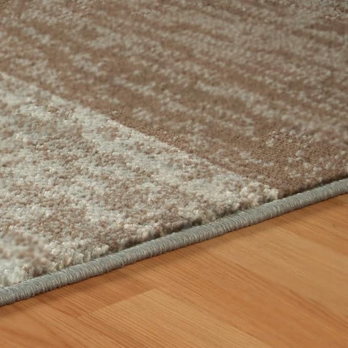 Superior Indoor Area Rug, Jute Backed, Modern Geometric Patchwork Floor Decor for Bedroom, Office, Living Room, Entryway, Hardwood Floors, Rockwood Collection, 5' x 8', Light Blue-Ivory