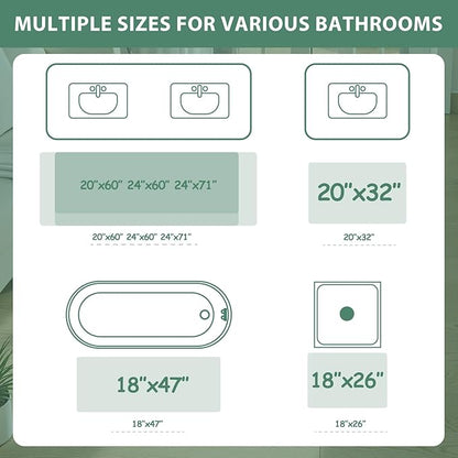 Uphome Green Bath Mat, Distressed Farmhouse Boho Bathroom Rugs, Super Cozy Velvet Small Bathroom Mats, Non Slip Machine Washable Bathroom Floor Mat for Toilet Sink Shower, 18x26 inch