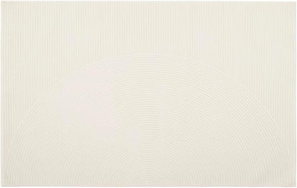 Revival Rugs Record 5'3"x8' Washable Area Rug for Living Room Bedroom - 100% Recycled Oeko-TEX Certified, Medium Pile, Beige, Cream