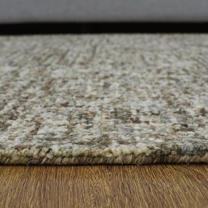 Hand Tufted Wool ECO-Friendly Area Rugs - 5'x8', Rectangle Shape, Dark Brown & Beige, Solid Plain Design, High Pile Handmade Area Rugs for Living Room, Bed Room (KWC111)