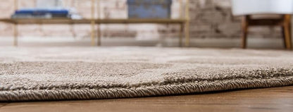 Rugs.com Lattice Collection Rug – 6 Ft Round Light Brown Medium Rug Perfect for Kitchens, Dining Rooms