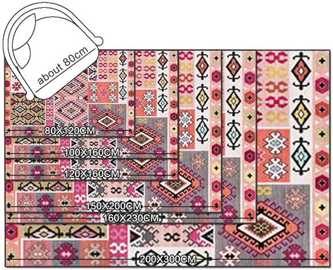 Vintage Boho Area Rugs Multicolor Ethnic Style Geometric Splicing Carpets Bedroom Living Room Kitchen Floor Mats Indoor Outdoor Non-Shedding Runner Rug Home Décor Carpet 3' X 3'