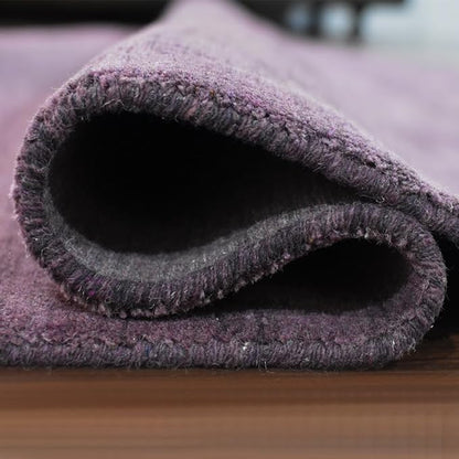 Hand Knotted Loom Wool ECO-Friendly Area Rugs - 6'x6', Octagon, Purple Color, Solid Plain Design, High Pile Thick Handmade Anti Skid Area Rugs for Living Room, Bed Room (L00111)