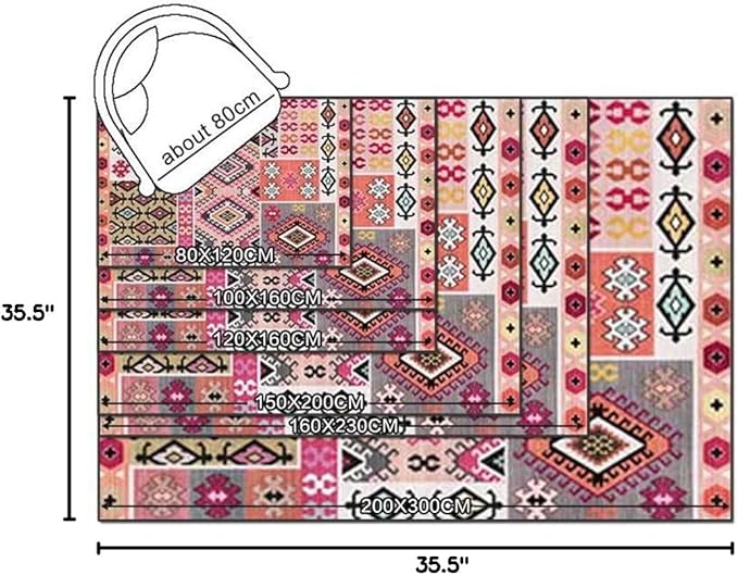 Vintage Boho Area Rugs Multicolor Ethnic Style Geometric Splicing Carpets Bedroom Living Room Kitchen Floor Mats Indoor Outdoor Non-Shedding Runner Rug Home Décor Carpet 3' X 3'