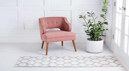 Rugs.com Lattice Frieze Collection Rug – 2' x 6' Runner Ivory Medium Rug Perfect for Living Rooms, Large Dining Rooms, Open Floorplans