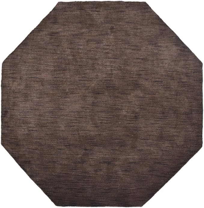 Hand Knotted Loom Wool ECO-Friendly Area Rugs - 10'x10', Octagon, Brown Color, Solid Plain Design, High Pile Handmade Anti Skid Area Rugs for Living Room, Bed Room (L00111)