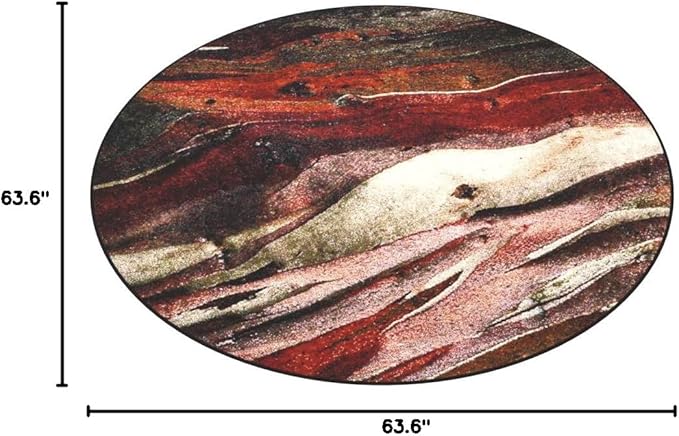 SAFAVIEH Glacier Collection Area Rug - 5'3" Round, Red & Multi, Modern Abstract Design, Non-Shedding & Easy Care, Ideal for High Traffic Areas in Living Room, Bedroom (GLA126A)