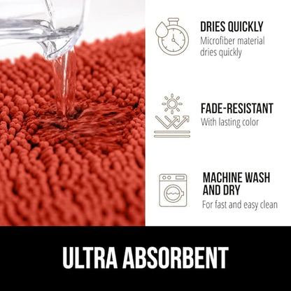 GORILLA GRIP Bath Rug Mat 60x24, Thick Soft Absorbent Chenille, Quick Dry Microfiber Mats, Rubber Backing, Machine Washable Shower Floor Rugs, Bathmat Runner, Bathroom Decor Accessories Sunset Orange