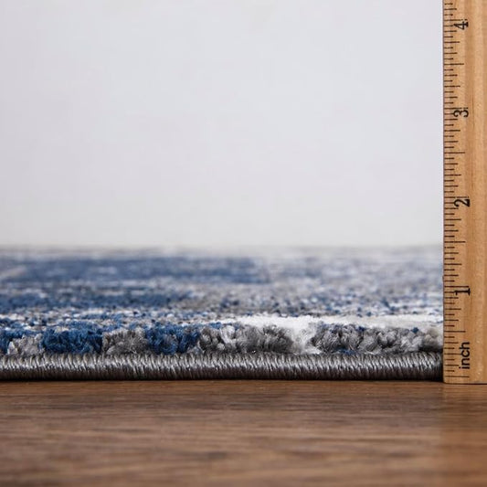 Keen Home Design Area Rugs - 4x6 Non-Shedding, Abstract Rugs for Kitchen, Living Room, Bedroom, Dining Room, Entryway - Size: 4' x 6', Navy/Grey/White
