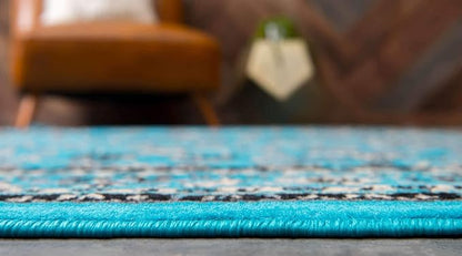 Unique Loom Sialk Hill Collection Area Rug - Washington (9' 10" x 13' 1" Rectangle Turquoise/Black)