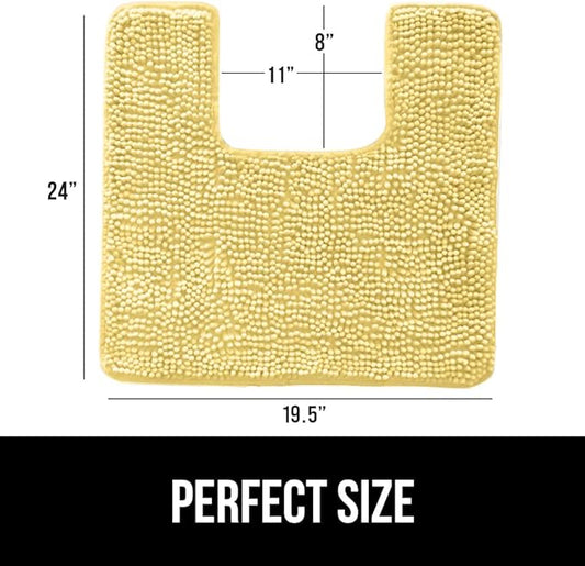 GORILLA GRIP Bath Rug Mat, Thick Soft Absorbent Chenille, Rubber Backing Quick Dry Microfiber Mats, Machine Washable Rugs for Shower Floor, Bathroom Runner Bathmat Accessories Décor, Contour, Yellow
