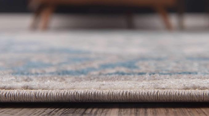 Unique Loom Salzburg Collection Classic Traditional Design Oriental Inspired Border Area Rug (3' 3 x 5' 3 Rectangular, Beige/Blue)